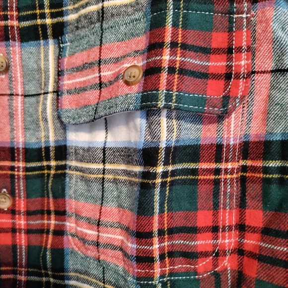 Old Navy flannel shirt plaid white green red winter warm Christmas Large NWT - Picture 8 of 11